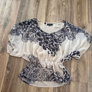 Guess Cream Blouse with Black Paisley Print